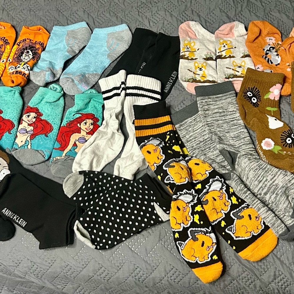 Colorful Cartoon and Patterned Women’s Socks Collection (size 6-8)